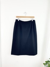Vtg Sag Harbor Black 100 Wool Midi A Line Skirt Women s Size 14