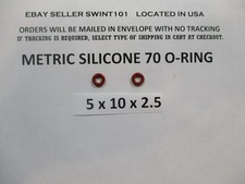 5mm ID x 10mm OD x 2.5mm thick SILICONE O-ring. Quan 2.