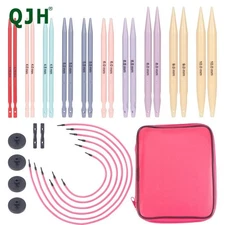 QJH 10 Size ABS Plastic Interchangeable Knitting Needle Set Circular Knitting Ne