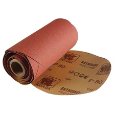 Indasa 80 Grit, 6" Dia Adhesive-Back Linked Dry Sandpaper Roll of 25 #8038-300