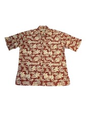 Tori Richard Hawaiian Shirt Mens M Red Floral Made in USA Aloha Short Sleeve