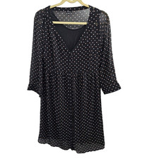 Torrid Shirt Polka Dot Dress Women Size Medium Black Chiffon Glam Work Twee