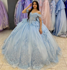 Beaded Quinceanera Dresses Sweett 15 16 Light Blue Newest Party Ball Gowns