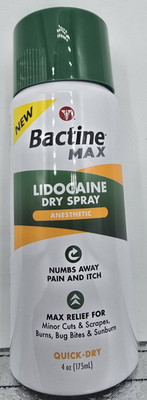 Bactine Max Dry Spray Anesthetic Quick Dry Numbs Away Pain & Itch 4oz