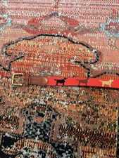 Tucker Blair Needle Point Belt Mens 38 Solid Brass Buckle Labrador Dogs Labs