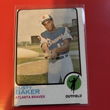1973 Topps Dusty Baker #215 Braves Error Cut