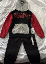 Champion Sweat Suit Youth Size 10 Black Sports Athletic Warm Cold Weather