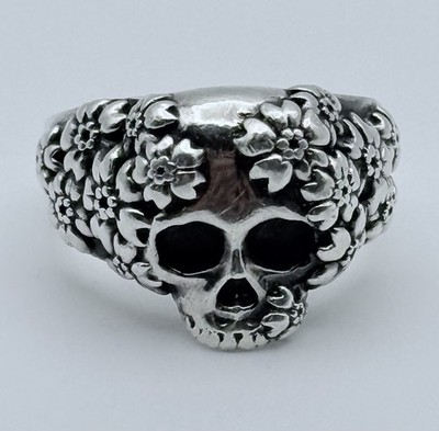 USA KING BABY シルバー925リング Genuine Rare King Baby Sterling Silver Skull & Flowers Ring 10 | eBay