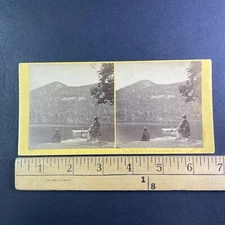 Echo Lake Time Keeper's Bugle Call Stereoview New Hampshire c1870 Y15770