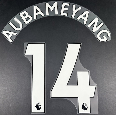 ARSENAL 2019-23 AUBAMEYANG 14 OFFICIAL AVERY DENNISON WHITE PLAYER SIZE NAME SET