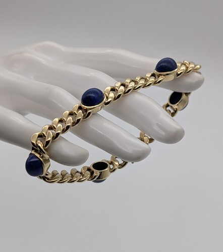 Pulsera De Panzer De Lapislázuli 585/14K De Oro Amarillo 20cm 26,50Gr. #987 - Imagen 18 de 20