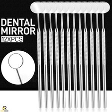12 Pcs Dental Mouth Mirror 5 w/Handle Dental Instruments Oral Care German Grade