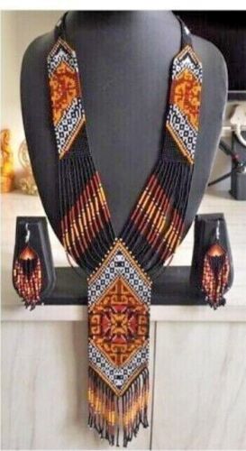 Handgefertigte Samen Perlenkette amerikanischer Stil einheimische Halskette Boho Perlenkette - Bild 1 von 3