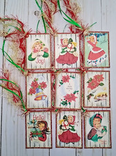 9 Retro Style Christmas Handmade Gift Tags Scrapbooks Junk Journals Crafts