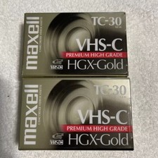 Maxell VHS-C TC-30 HGX-Gold Premium High Grade Video Tapes - 2 pack Sealed