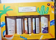 KORRES Sunny Escape 5 Piece Set: Hair Mask, Shampoo, Showergel & Body Milk, NIB