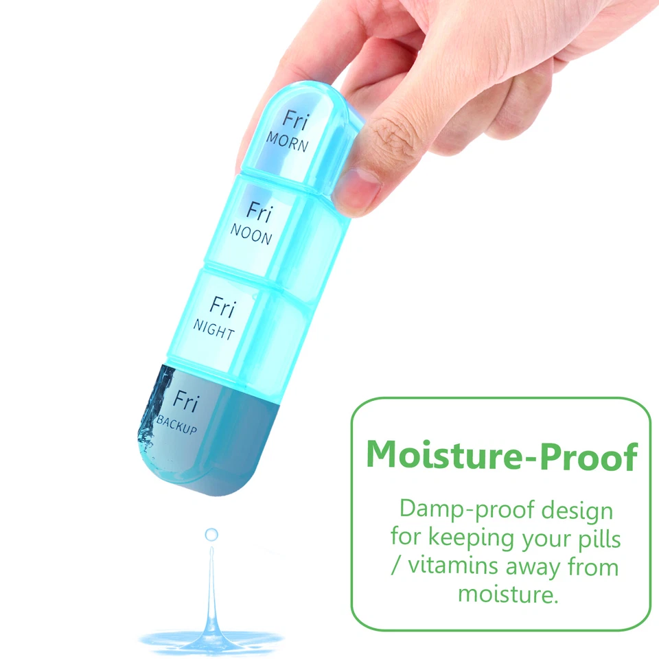 1x Weekly Pill Box Organizer 4 Times a Day 7 day Organizer Case Medicine Storage - Image 4 of 4