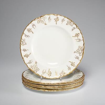 Six (6) Vtg Royal Crown Derby Gold White Vine Salad Plates C