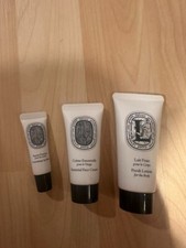 3 pc Diptyque Qatar Travel Lip Balm Fresh Body Lotion Essential Face Cream NEW