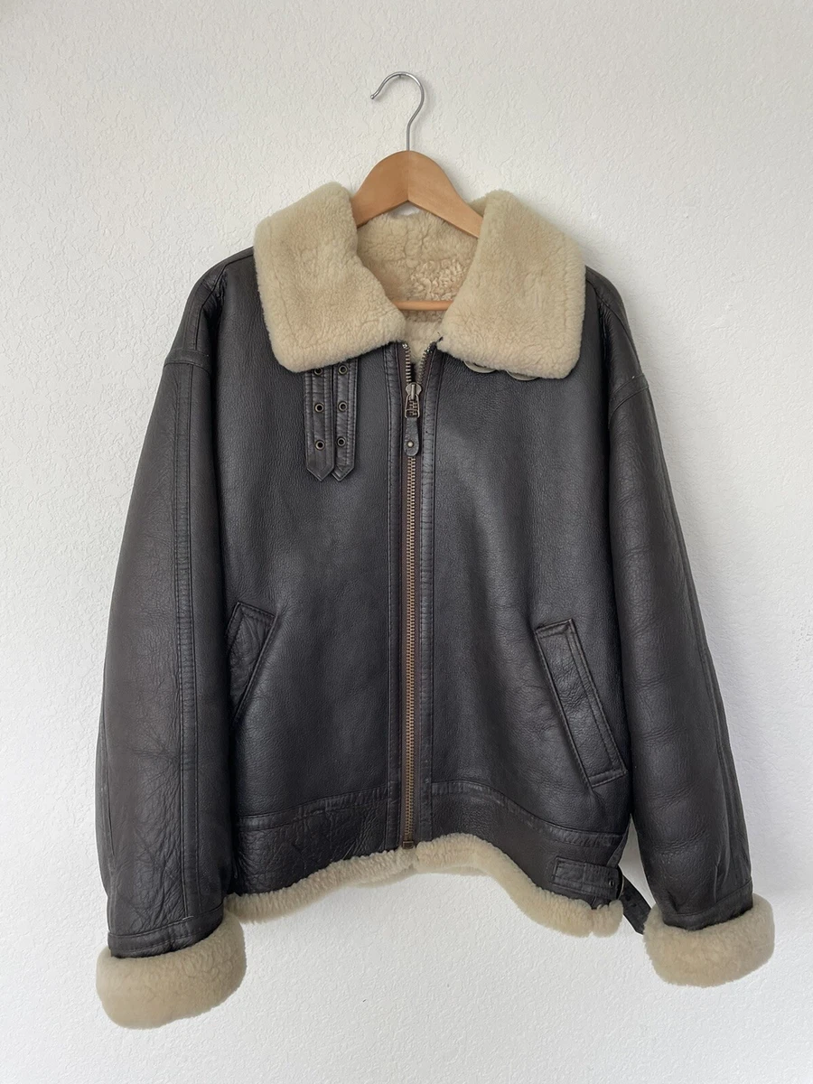 Vtg Type B-3 Bomber Flight Jacket Leather Sheepskin US Army Air Force Sz Large