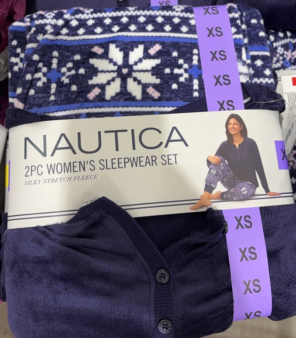 Nautica 2PC Women's Silky Stretch Fleece Sleepwear Set- Purple/Blue/Grey XS-XXL image 2