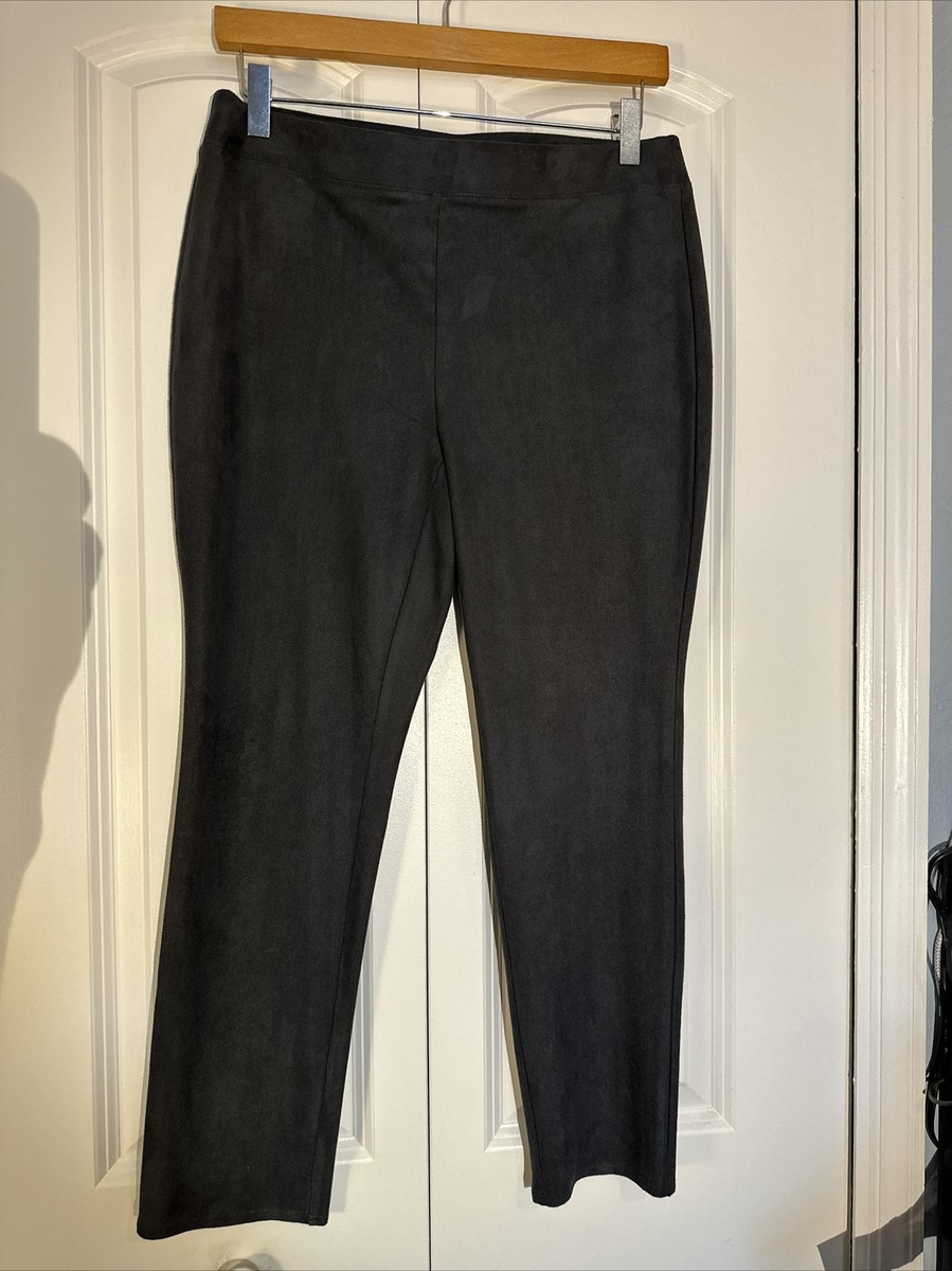 Chicos Pull On Dark Gray Faux Suede Pants Petite