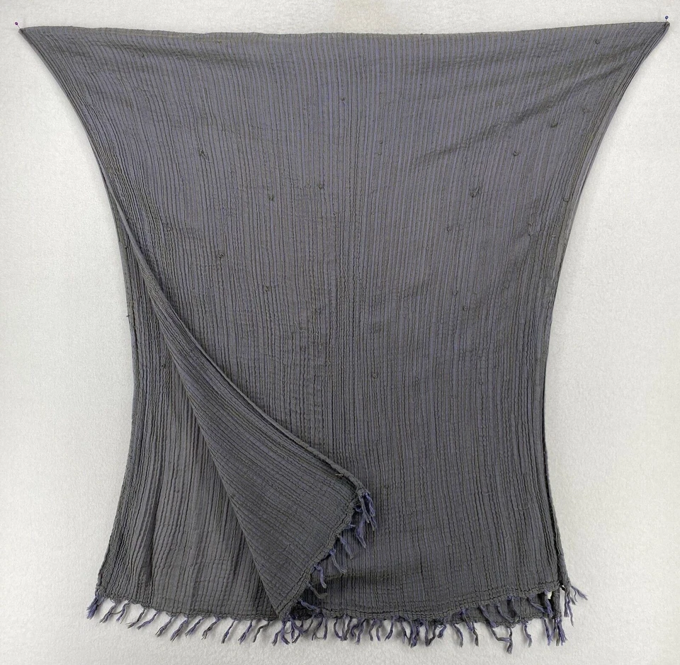 Bufanda EILEEN FISHER OS Acanalada Rayas Algodón Gasa Flecos Púrpura 33" x 66" Foto 4 de 4