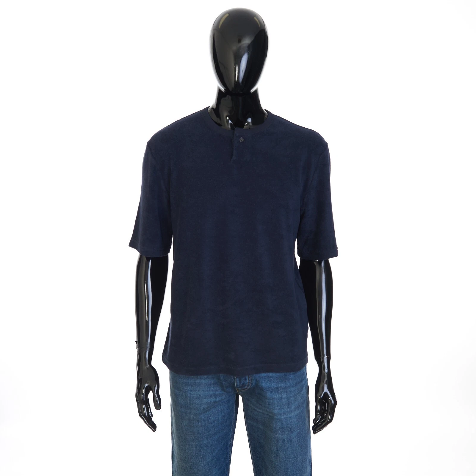 Bottega Veneta — BOTTEGA VENETA 550$ T-Shirt - Abyss Blue Cotton Blend, Towelling Jersey