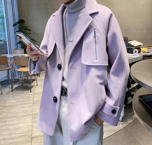 Men's Winter Lapel Long sleeve Loose Warm Zipper Fashion Wool Coats Overcoats - Bild 14 von 21