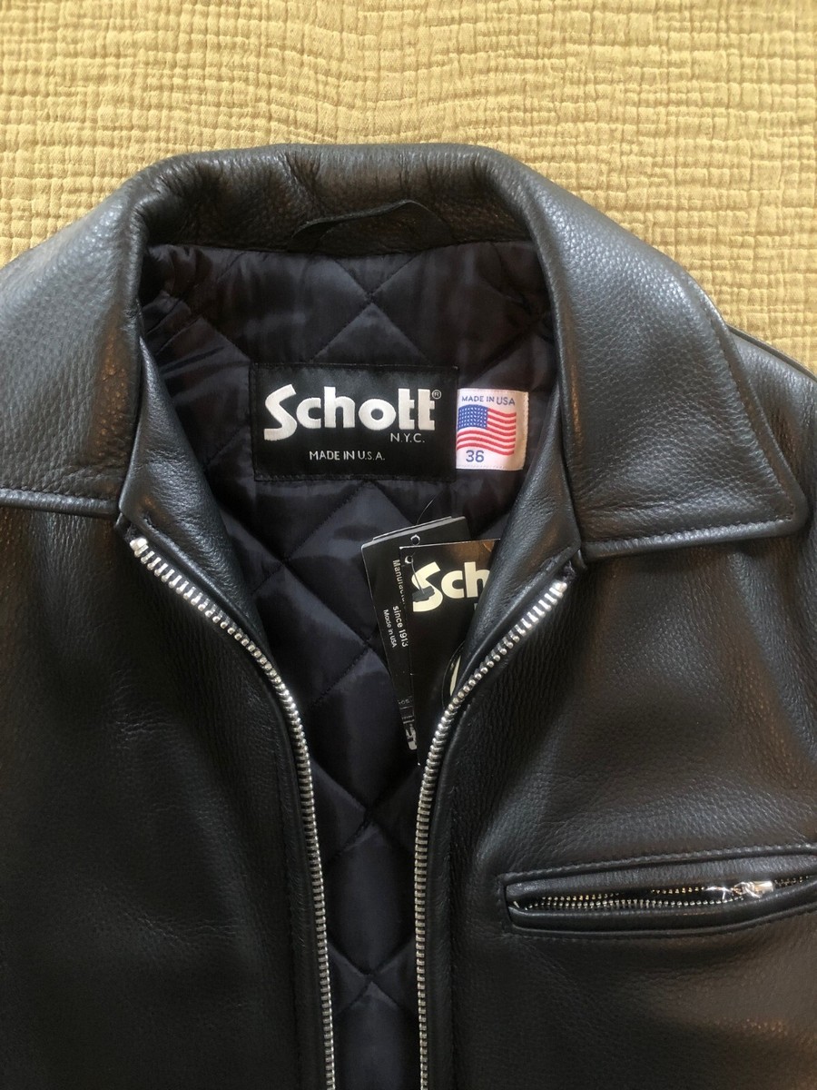 Schott #135 Leather Casual Weekend Pebbled Cowhide Black - 36