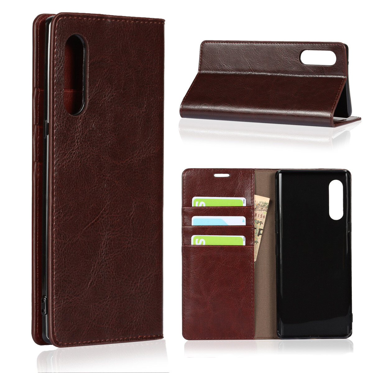 For LG VELVET 5G Phone Case Genuine Leather Wallet Card Slots Flip
