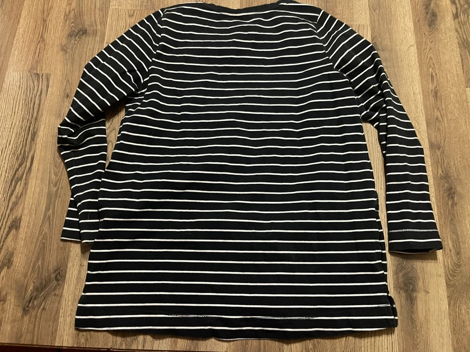Merona Shirt, Women's Size XXL, Black White, Striped, Long Sleeve - Image 2 of 4