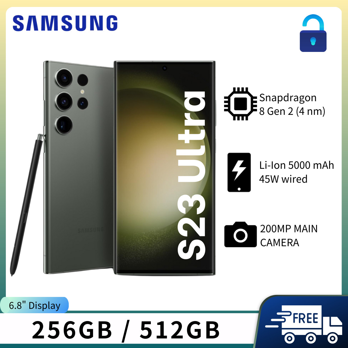NEW Sealed Samsung Galaxy S23 Ultra 5G SM-S918U 256GB/512GB
