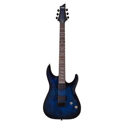 Schecter Omen Elite 6 Guitar, Rosewood Fretboard, See Thru Blue Burst