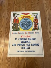 Original Vintage 1970s PA Game Commission Poster SPORT 22" x 15”Hunting Sign-NOS