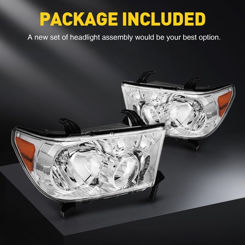 For 2007-2013 Toyota Tundra OE Style Chrome Headlights Assembly Left+Right Set - Foto 9 di 11