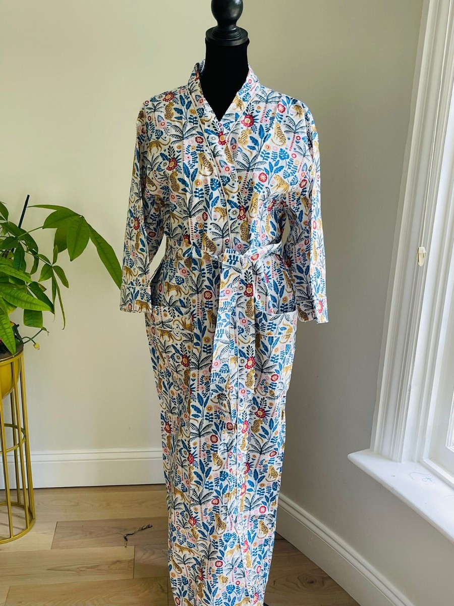 cotton beach cover up dress Women Blue Floral Print Gown Night Sleepwear Kimono Cute Girl Black Formal Belle gown adding a touch of Size:12Year