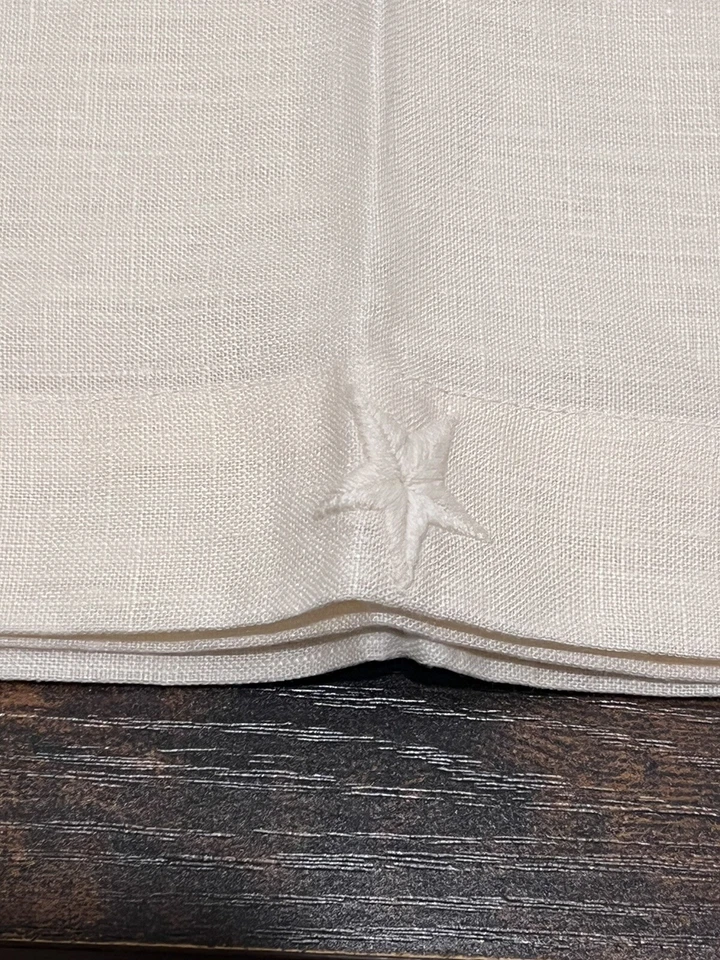 ITALY | SFERRA CLASSICO Placemats With Embroidered Star Linen 14 x20" Set/4 Ecru - Image 3 of 4