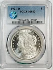 1921 D Morgan Silver Dollar PCGS MS-63 Premium Quality! Sight White