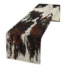 Cow Skin Print Table Runner, Cotton Linen Rustic Cottage Country Farm Animal ...
