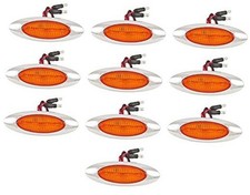 4-1/8" Amber/Red Led Side Marker Lights 4 LED Chrome Surface Mount 10x Amber