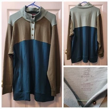 WoolX Charlie Color Block Pull over Sweatshirt zip pouch pocket 1X