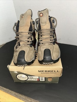 Merrell Women's Reactor Tan/Red Leather Medium Hiking Boots Size US 8.5 EU 39