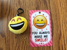 Emoji Plush Keychain With A Valentine Card.