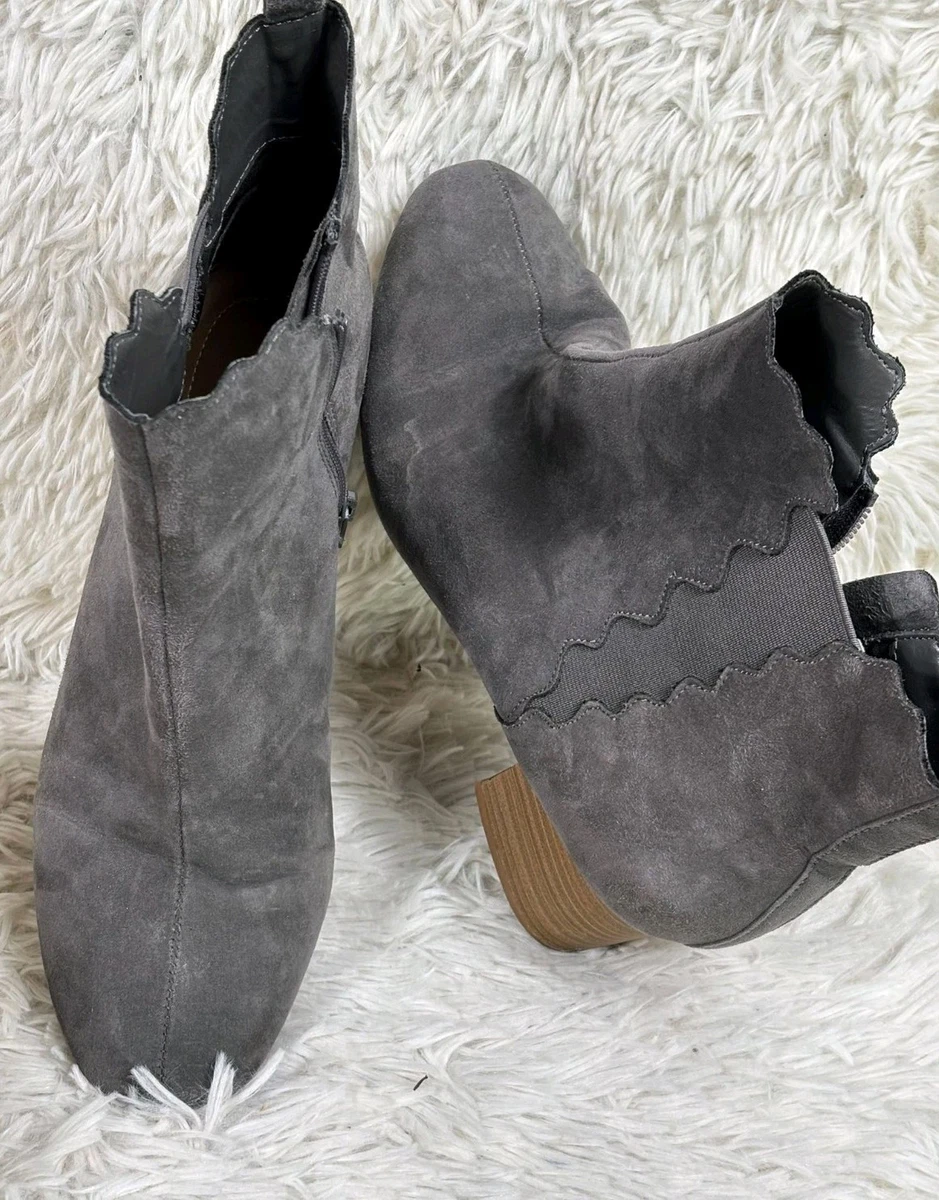 Bottines Grises Lane Bryant Taille 9.5 W (large) - Cuir Suédé, Talon Bas (2-3 Pouces), Occasion
