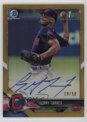 2018 Bowman Draft Chrome Pick Gold Refractor /50 Lenny Torres Jr Auto 4e9