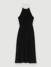 NEW, Maje Long dress with chain in Black Sz 42 #MD2000