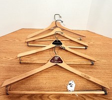 4 Vintage Wooden Suit Hangers - Advertising Manufacturer Marks - USA Made