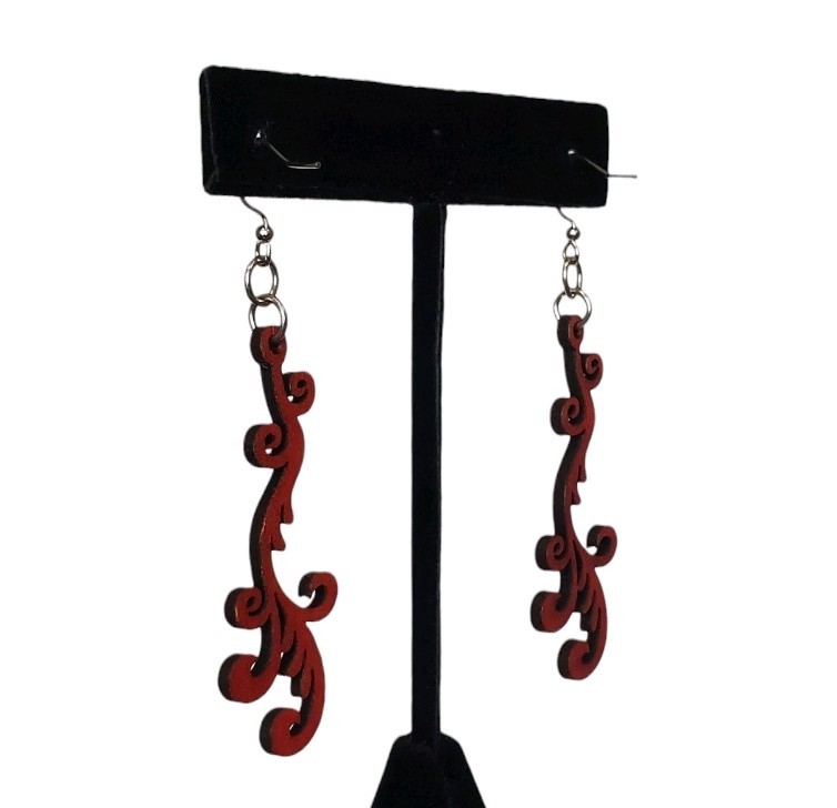 Estate Unsigned Red Falling Vine Lightweight Lase… - image 6