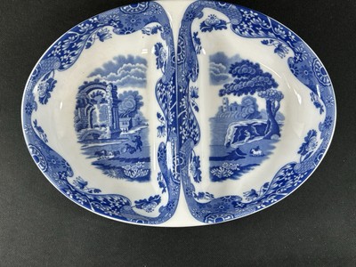 Spode Blue Italian ~11'' Oval Twin Divided Baking Dish~Made in England~Perfect